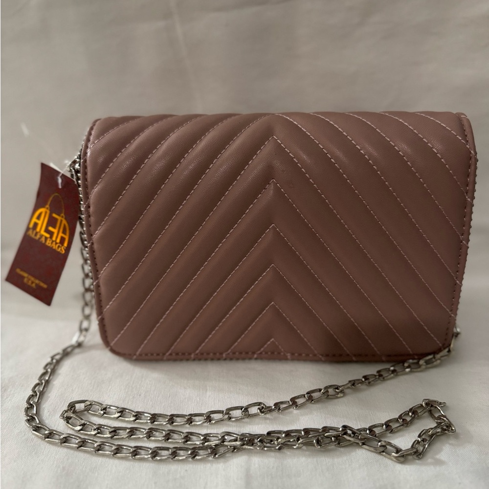 Alfa Women's Quilted Soft Pink Shoulder/Crossbody Bag